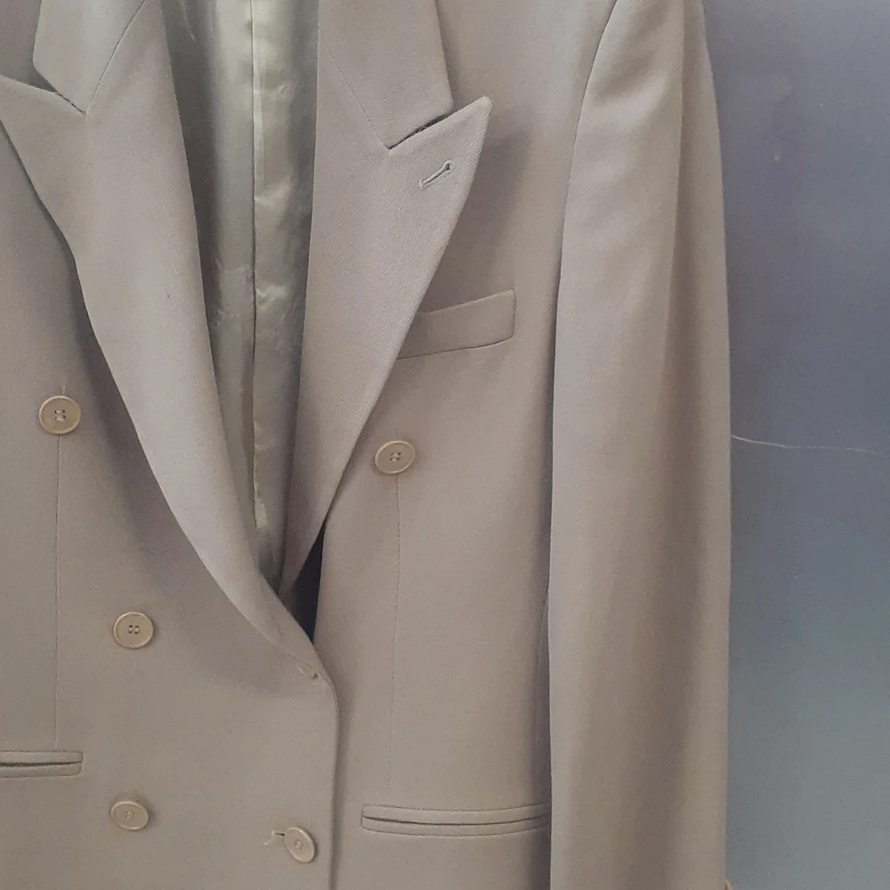 Emporio Armani Italy TUXETO Jacket Wool Dress Coat 44 US 8 M Tan Double Breasted